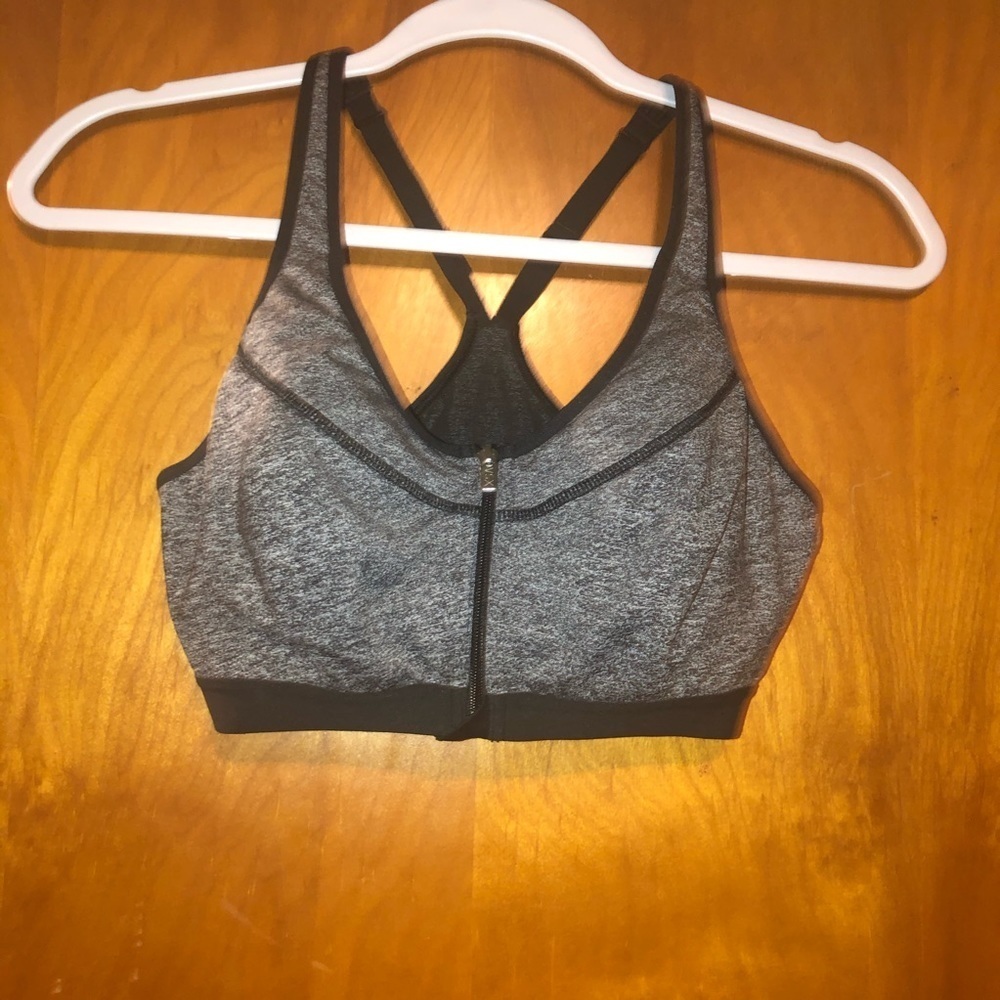 Victoria secret gray zip front sports bra vsx 34c